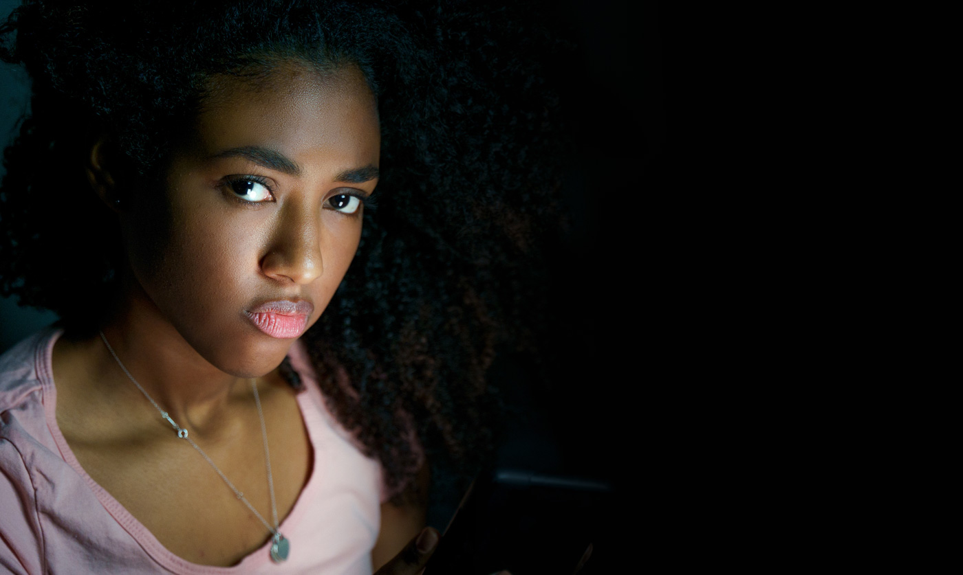 Angry black teenage girl